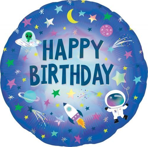 картинка Воздушный шар "С днем рождения. Космические приключения" Ш60 от магазина daflor
