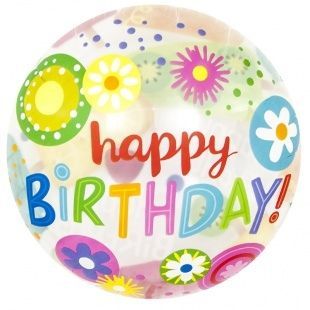картинка Воздушный шар "С днем рождения. Цветы" Ш64 от магазина daflor