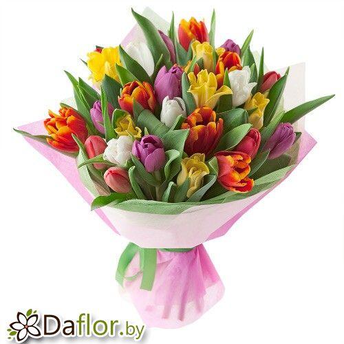 картинка Букет "Разноцветные тюльпаны в крафт бумаге" от магазина daflor