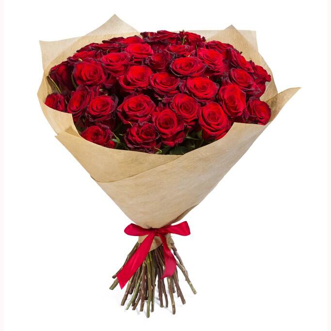 картинка Букет Красных роз в крафт бумаге от магазина daflor