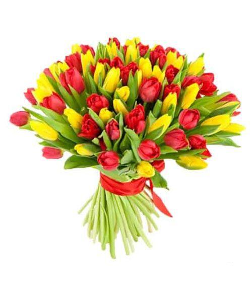 картинка Букет из тюльпанов "Красные и желтые" от магазина daflor