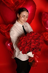 Моно с розами Эквадор, 70 см, 35 штук