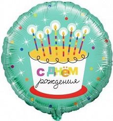 Воздушный шар "С днем рождения. Торт" Ш98