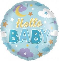 Воздушный шар "Hello Baby" голубой Ш158