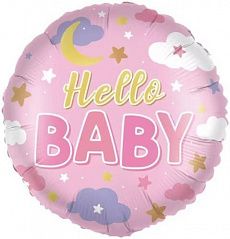 Воздушный шар "Hello Baby" розовый Ш157