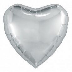 Воздушный шар в форме сердца, серебряный Ш25